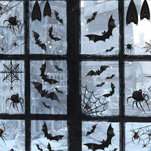 Load image into Gallery viewer, TMCCE 107 Piece Halloween Party Decorations Black Bats Spiders Window Clings Decals Stickers for Halloween Party Supplies Favor
