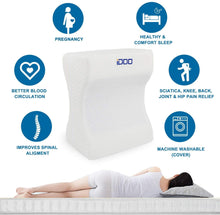 Load image into Gallery viewer, Knee Pillow Leg Pillows Memory Foam Pillow with Cooling Gel &amp; Adjustable Strap, Leg Position Pillow for Sciatica Relief, Back Pain, Leg Pain, Hip &amp; Joint Pain, Pregnancy &amp; Side Sleeper by iDOO
