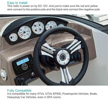 Load image into Gallery viewer, Marine Stereo Audio Radio FM AM Bluetooth Music with USB Input for ATV UTV RZR XP900 Motorcycle Boat Golf Cart Truck SPA Heavyduty Powersports Car MP3 Player Vehicles Headunit Sound System
