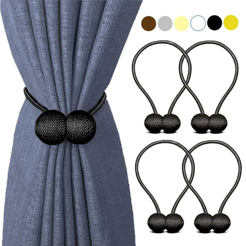 HILELIFE Magnetic Curtain Tiebacks Clips - Window Tie Backs Holders for Home Office Decorative Rope Holdbacks Classic Tiebacks Design, 1 Pair (Grey)