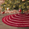 LimBridge Christmas Tree Skirt, 48 inches Knitted Rustic Stripe Thick Heavy Yarn Knit Xmas Holiday Decoration, Burgundy and Cream