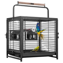 Load image into Gallery viewer, VIVOHOME 18 Inch Heavy Duty Wrought Iron Travel Carrier Portable Bird Parrot Cage with Feeding Bowls and Rope Perch
