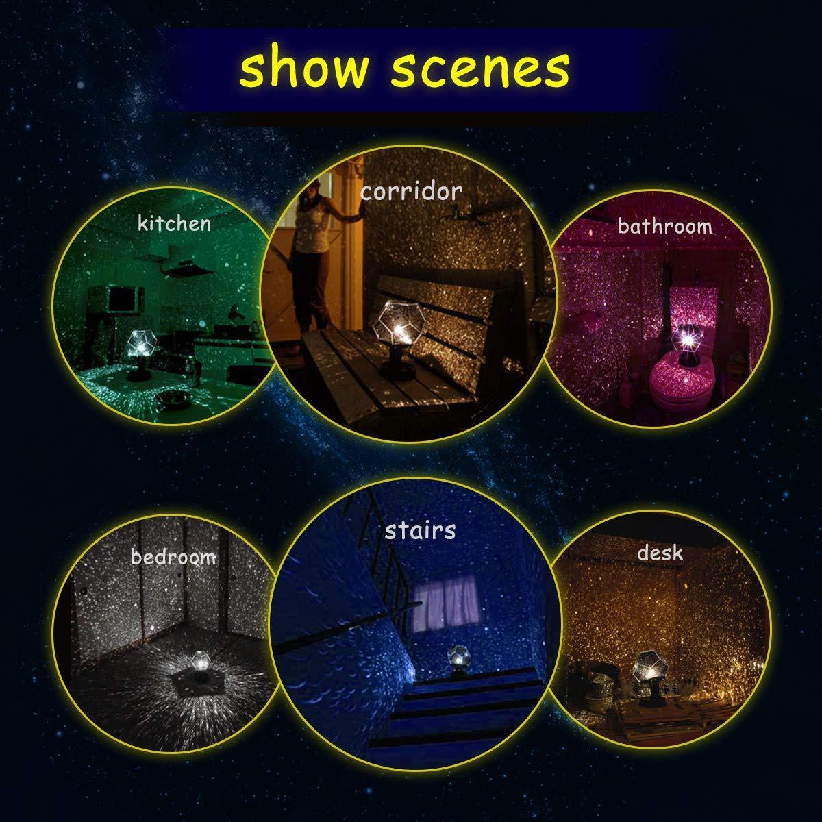 Lisnec DIY Night Light Baby Star Projector, Star Sky Night Light, Multicolor Changing Lighting LED Starry Rotating Projection Lamp Gift for Kid Children Girl with USB Cables
