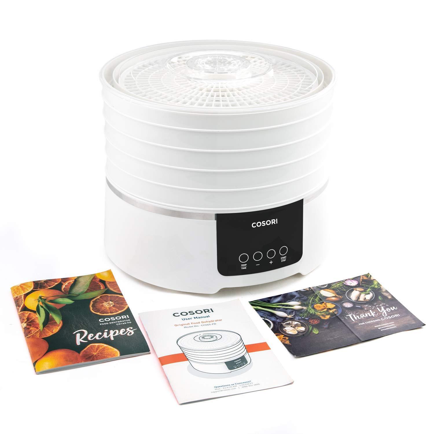 COSORI Dehydrator Machine for Beef Jerky Food,Fruit,Dog Treats,Herbs 5 BPA-Free Trays with Timer and Temperature Control, 50 Recipes for Beginners,ETL Listed/FDA Compliant, CO165-FD