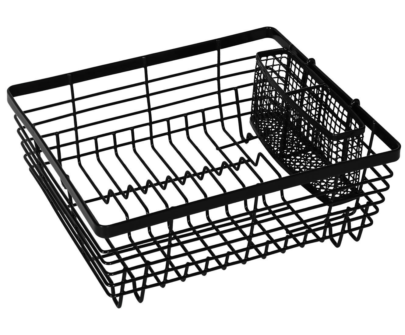 TQVAI Kitchen Dish Drying Rack with Full-Mesh Silverware Basket Holder, White
