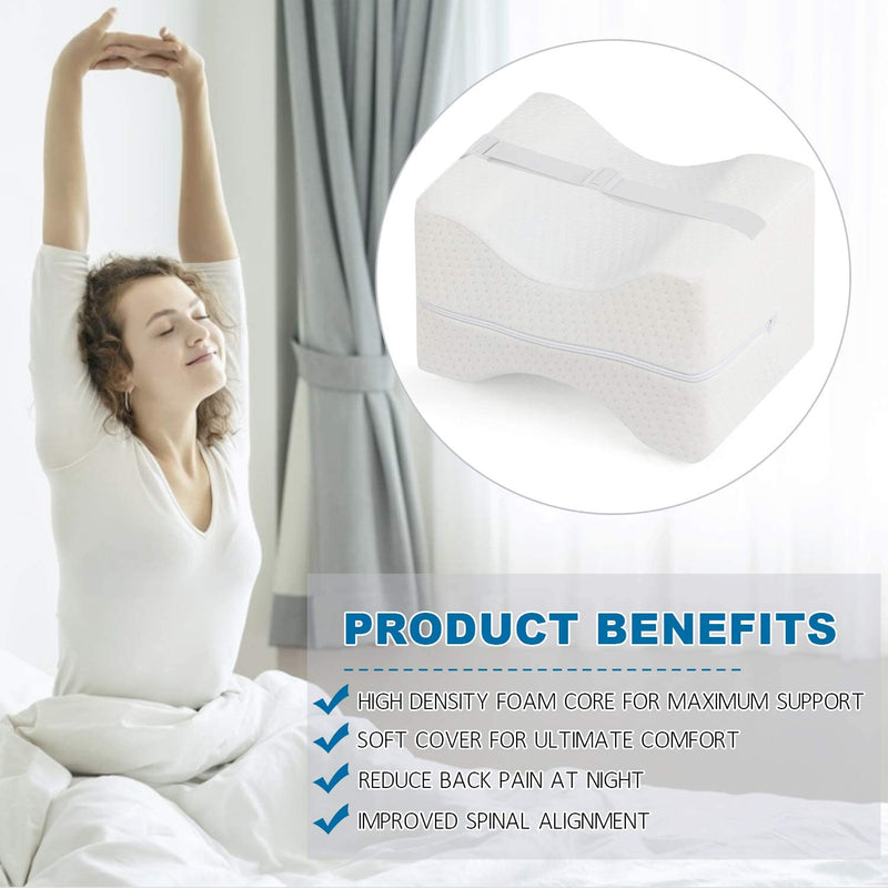 Knee Pillow Leg Pillows Memory Foam Pillow with Cooling Gel & Adjustable Strap, Leg Position Pillow for Sciatica Relief, Back Pain, Leg Pain, Hip & Joint Pain, Pregnancy & Side Sleeper by iDOO