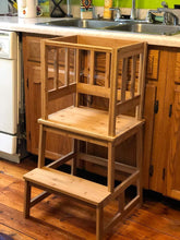 Load image into Gallery viewer, URFORESTIC Kids Kitchen Step Stool with Safety Rail - for Toddlers 18 Months and Older, Natural
