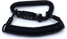 Load image into Gallery viewer, Auto Parts Prodigy Motorcycle Helmet Lock &amp; Cable - Rubberized Sleek Black Tough Combination PIN Locking Carabiner Device Secures Your Motorbike, Bicycle or Scooter Crash Hat (and Jacket) to Your Bike
