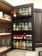 Load image into Gallery viewer, Spice Rack Organizer for Cabinet, Door Mount, or Wall Mounted - Set of 4 Black Hanging Shelf for Spice Jars
