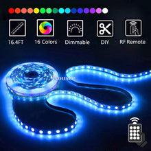 Load image into Gallery viewer, LED Strip Lights with Remote 5M 16.4 Ft 5050 RGB Flexible Color Changing Full Kit with RF Mini Controller, 12V 2A Power Supply for Home &amp; Kitchen and Indoor Decoration
