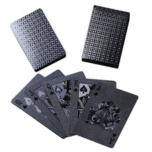Load image into Gallery viewer, Lijuan Qin 2 Pack Cool Black Gold Foil Poker Playing Cards, PVC Plastic Waterproof Poker Cards, Playing Cards Trick Magic Cards Games for Family Party BBQ Game
