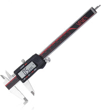 Load image into Gallery viewer, VINCA DCLA-0605 Quality Electronic Digital Vernier Caliper Inch/Metric/Fractions Conversion 0-6 Inch/150 mm Stainless Steel Body Red/Black Extra Large LCD Screen Auto Off Featured Measuring Tool
