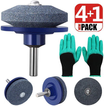 Load image into Gallery viewer, Ewalite 4 PCS Lawn Mower Blade Sharpener Universal Multi-Sharp Rotary Lawnmower Sharpen for Power Drill Hand Drill with Garden Genie Gloves
