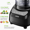 Food Processor 12-Cup, Aicok Multifunction Food processor, 1.8L, 3 Speed Options, 2 Chopping Blades & 1 Disc, Safety Interlocking Design, 500W, Black