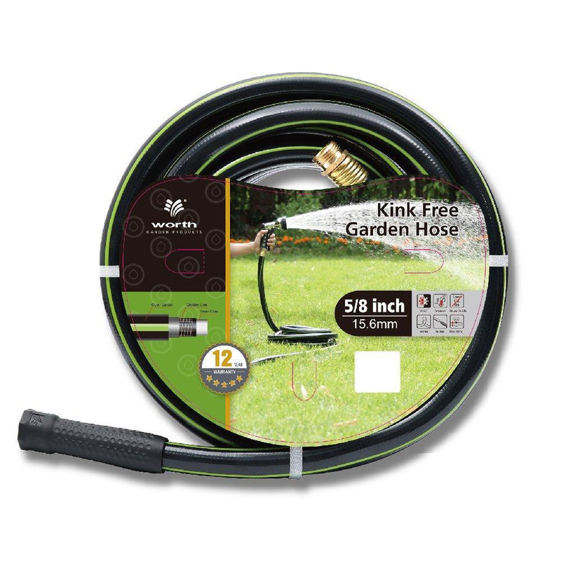 Worth Garden 5/8" x 50' (50 FEET) Kink Free Watering Garden Hose, 12 Years Warranty - Best Hose for Household & Professional USE