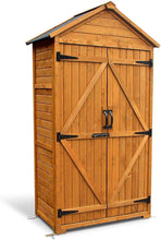 Load image into Gallery viewer, MCombo Outdoor Storage Cabinet Tool Sheds Backyard Garden Storage Shed Utility Wooden Organizer with Lockable Double Doors 1000 (Grey)
