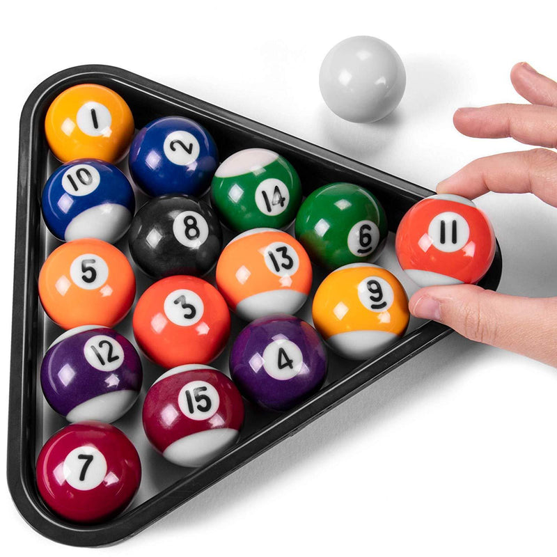 Mini Pool Balls & Triangle Bundle | 1.5" Balls Fit Tabletop & Freestanding Miniature Billiards Tables | Real Resin Balls Perform Like Full Size Balls