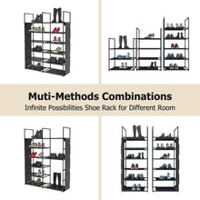 Load image into Gallery viewer, ORDORA 2 Pack 6 Tier Narrow Shoe Rack Organizer, Muti-Combinations Entryway Shoe Racks for Closets, Stackable Shoe Shelf, Free Standing Shoe Rack, 6 Side Pockets, 24-30 Pairs, Waterproof Fabric

