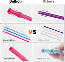 Load image into Gallery viewer, Reusable Collapsible Silicone Drinking Straws, 4 Pieces Extra long Flexible Bendy Straw, BPA Free Big Size Straw with Cleaning Brushes and Portable Bag, 30oz and 20oz by Unihoh
