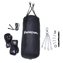Load image into Gallery viewer, Harvil Kids Boxing Set with 25-Pound Punching Bag, Boxing Gloves, Jumping Rope, Ceiling Attachment and Hanging Chain
