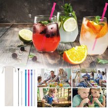 Load image into Gallery viewer, Reusable Collapsible Silicone Drinking Straws, 4 Pieces Extra long Flexible Bendy Straw, BPA Free Big Size Straw with Cleaning Brushes and Portable Bag, 30oz and 20oz by Unihoh
