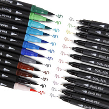 Load image into Gallery viewer, Dual Tip Art Marker Pens Fine Point Bullet Journal Pens &amp; Colored Brush Markers for Kid Adult Coloring Books Drawing Planner Calendar Art Projects (24 Pens Set) by Aen Art
