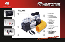 Load image into Gallery viewer, TIREWELL 12V Tire Inflator-Heavy Duty Double Cylinders Direct Drive Metal Pump 150PSI, Compressor with Battery Clamp and 5M Extension Air Hose, SUVs/Trucks/Vans/RVs
