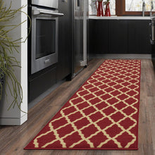 Load image into Gallery viewer, Ottomanson Ottohome Collection Contemporary Morrocan Trellis Design Non-Skid (Non-Slip) Rubber Backing Runner Rug, 20&quot; X 59&quot;, Red
