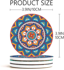 Absorbing Stone Mandala Coasters for Drinks by Teivio - Cork Base, with Holder, Unique Present for Friends, Men, Women, Funny Birthday Housewarming Gifts, Apartment Kitchen Room Bar Decor, Set of 8