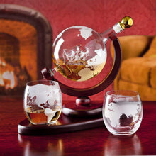 Load image into Gallery viewer, Godinger Whiskey Decanter Globe Set with 2 Etched Globe Whisky Glasses - for Liquor, Scotch, Bourbon, Vodka - 850ml
