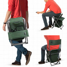 Load image into Gallery viewer, PORTAL Lightweight Backrest Stool Compact Folding Chair Seat with Cooler Bag and Shoulder Straps for Fishing, Camping, Hiking, Supports 225 lbs
