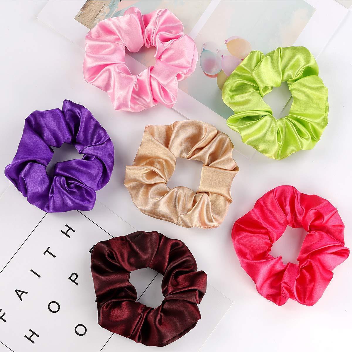Magigift 15 Pcs Hair Scrunchies Satin Elastic Hair Bands Scrunchy Hair Ties Ropes Scrunchie for Women or Girls Hair Accessories - 15 Assorted Colors Scrunchies