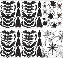 Load image into Gallery viewer, TMCCE 107 Piece Halloween Party Decorations Black Bats Spiders Window Clings Decals Stickers for Halloween Party Supplies Favor

