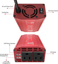 Load image into Gallery viewer, BESTEK 300W Power Inverter DC 12V to 110V AC Car Inverter with 4.2A Dual USB Car Adapter
