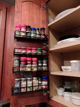 Load image into Gallery viewer, Spice Rack Organizer for Cabinet, Door Mount, or Wall Mounted - Set of 4 Black Hanging Shelf for Spice Jars
