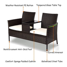 Load image into Gallery viewer, Tangkula Outdoor Furniture Set Patio Conversation Set with Removable Cushions &amp; Table Wicker Modern Sofas for Garden Lawn Backyard Outdoor Chat Set (loveseat Style)
