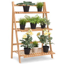 Giantex Plant Flower Stand Rack Shelf 3-Tier Bamboo Foldable Pot Racks Planter Organizer Display Shelves, 27.6" x15.7" x 38.2" (Natural)