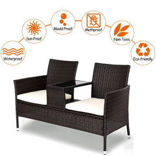 Load image into Gallery viewer, Tangkula Outdoor Furniture Set Patio Conversation Set with Removable Cushions &amp; Table Wicker Modern Sofas for Garden Lawn Backyard Outdoor Chat Set (loveseat Style)

