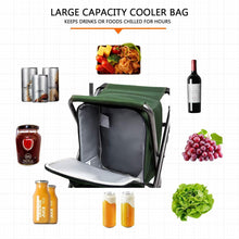 Load image into Gallery viewer, PORTAL Lightweight Backrest Stool Compact Folding Chair Seat with Cooler Bag and Shoulder Straps for Fishing, Camping, Hiking, Supports 225 lbs
