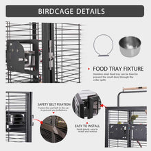 Load image into Gallery viewer, VIVOHOME 18 Inch Heavy Duty Wrought Iron Travel Carrier Portable Bird Parrot Cage with Feeding Bowls and Rope Perch
