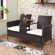 Load image into Gallery viewer, Tangkula Outdoor Furniture Set Patio Conversation Set with Removable Cushions &amp; Table Wicker Modern Sofas for Garden Lawn Backyard Outdoor Chat Set (loveseat Style)
