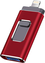 Load image into Gallery viewer, USB Flash Drive for iPhone 128gb Memory Stick LTY Photo Stick USB 3.0 Jump Drive Thumb Drives Externa Lightning Memory Stick for iPhone iPad Android and Computers (red-128GB)
