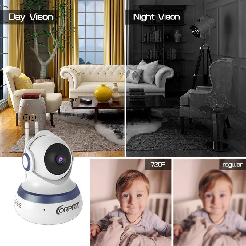 Wireless Security Camera, HD 1080P Baby Monitor Home Surveillance IP Came with Cloud Storage Night Vision, Pan/Tilt, Two Way Talk by Android iOS App by corprit