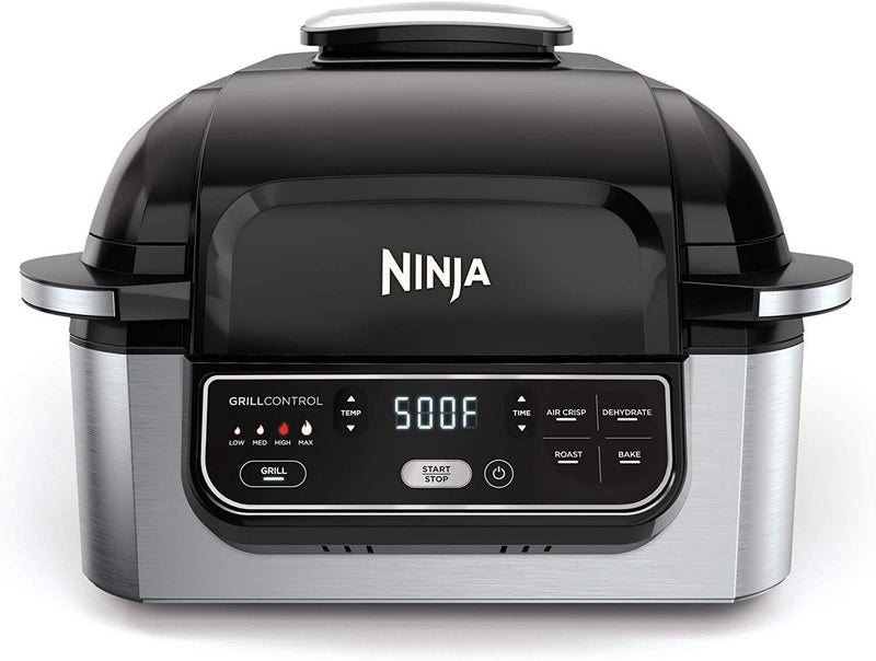 Ninja Foodi 5-in-1 4-qt. Air Fryer, Roast, Bake, Dehydrate Indoor Electric Grill (AG301), 10" x 10", Black and Silver