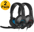 SENICC 2 Pack Gaming Headset with Microphone for PS4 Xbox One, Over Ear 3.5mm PC Headphone with Lightweight Design Noise Cancelling Volume Control for Laptop, Mac, iPad, Tablet