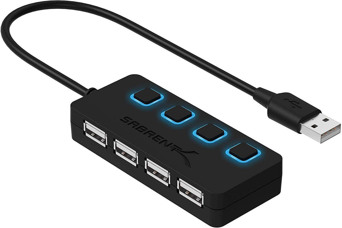 Sabrent 4-Port USB 2.0 Hub with Individual LED lit Power Switches (HB-UMLS)