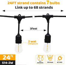 Load image into Gallery viewer, Aceland 24 Ft Waterproof Heavy-Duty LED Outdoor String Lights - Hanging, 7 Head Dimmable 2W Shatterproof Vintage Edison Bulbs Commercial Grade Patio Lights Create Cafe Ambience in Your Backyard
