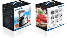 Load image into Gallery viewer, Baulia MG806 Electric Grinder for Home Use, 3 Cutting Blades &amp; Stuffing Tubes, Stainless Steel Meat Mincer for Making Sausages, Chopped Liver, Size #10, Silver
