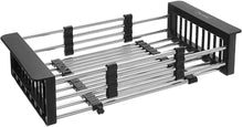 Load image into Gallery viewer, Miligore Expandable Over The Sink Dish Drying Rack, Stainless Steel Kitchen Sink Organizer Basket, Black
