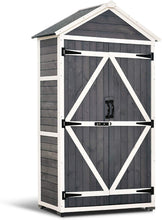 Load image into Gallery viewer, MCombo Outdoor Storage Cabinet Tool Sheds Backyard Garden Storage Shed Utility Wooden Organizer with Lockable Double Doors 1000 (Grey)

